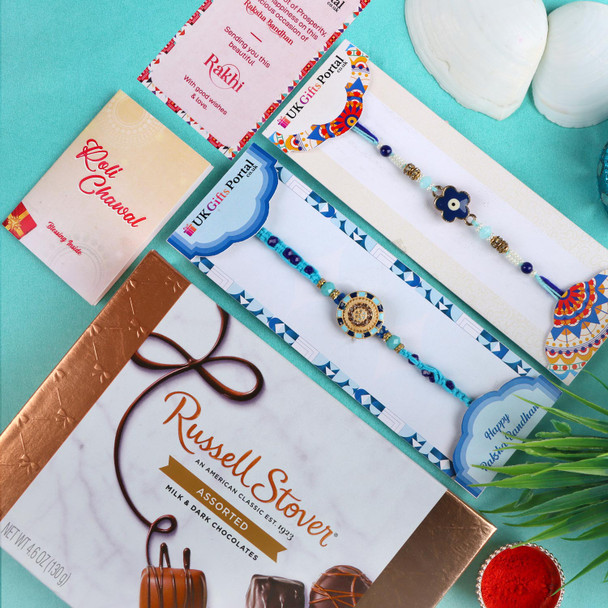 Set of 2 Rakhi with Russell Stover Chocolate - For USA