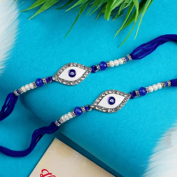 Designer Diamind Set of 2 Evil Eye Rakhi - For USA
