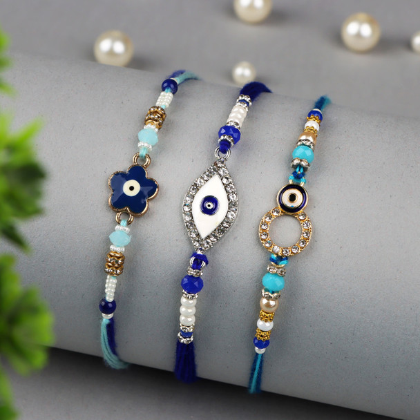 Impressive Designer Evil Eye 3 Rakhi Set - For USA