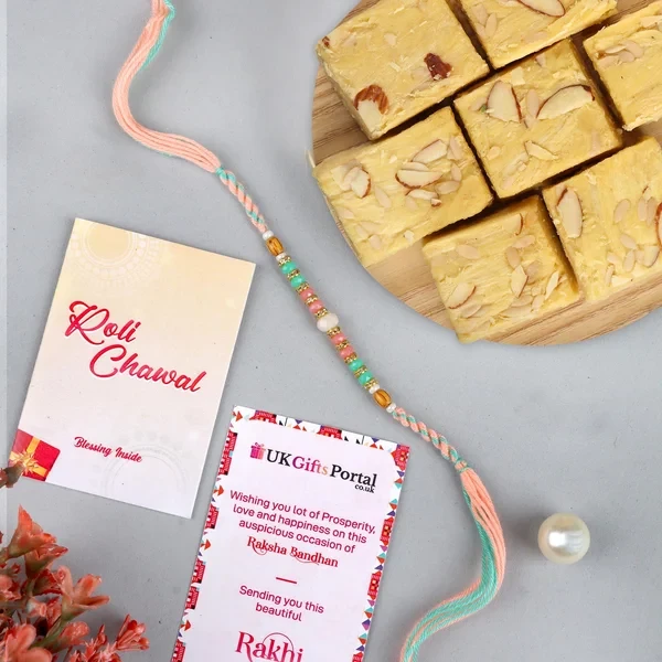 Beads Rakhi with Soan Papdi - For USA