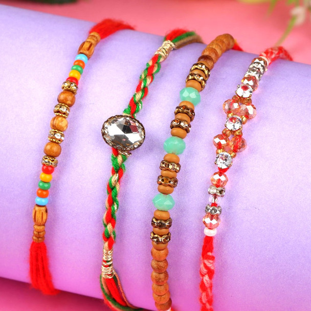 Graceful Set of 4 Rakhi - For Europe