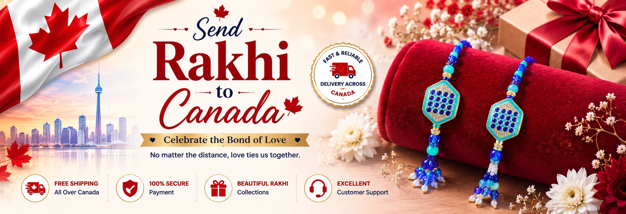 Banner for Send Rakhi to Canada with Free Shipping  through UK Gifts Portal