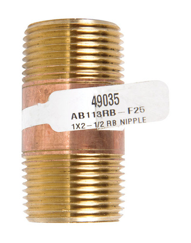 JMF - 49035 - 1 in. MPT x 2-1/2 in. L Red Brass Nipple
