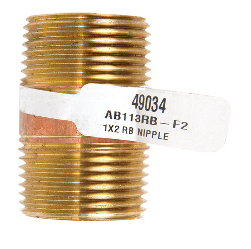 JMF - 49034 - 1 in. MPT x 1 in. Dia. x 2 in. L MPT Brass Nipple