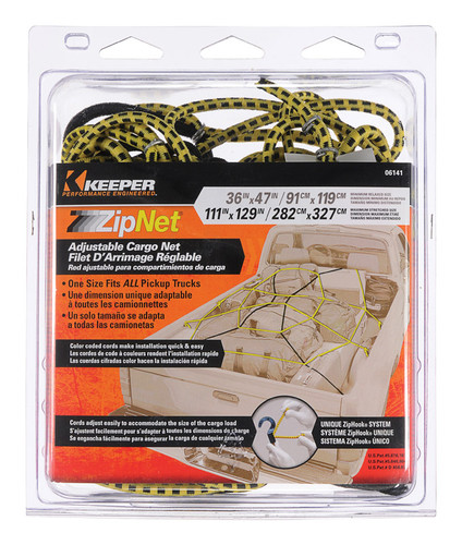 Keeper - 6141 - Black/Yellow Adjustable Cargo Net 47 in. L x 0.14 in. - 1/Pack