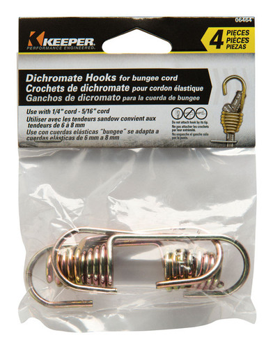 Keeper - 6464 - Gold Bungee Cord Hooks 1/4 in. L x 5/16 in. - 4/Pack