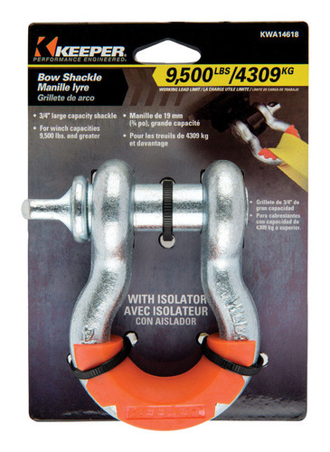 Keeper - KWA14618 - 3/4 in. W x 3/4 in. L Gray Bow Shackle 9500 lb. - 1/Pack