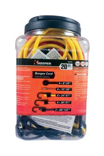 Keeper - 6328 - Assorted Bungee Cord Set 24 in. L x 0.315 in. - 20/Pack