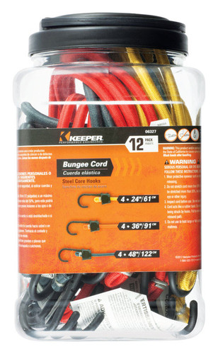 Keeper - 6327 - Assorted Bungee Cord Set 36 in. L x 0.315 in. - 12/Pack