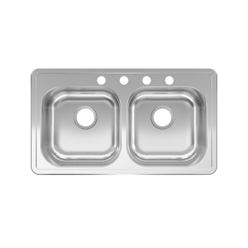 Kindred - RDLA3319-6-4CBN - Stainless Steel Top Mount 33 in. W x 19 in. L Two Bowls Kitchen Sink