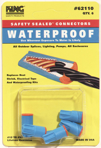 King Innovation - 62110 - Copper Wire Waterproof Wire Connector Aqua/Orange - 6/Pack