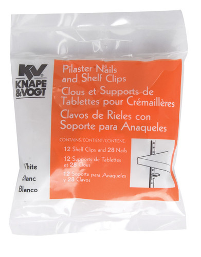 Knape & Vogt - 256SPWH - White Steel Pilaster Nails and Shelf Clips 23 Ga. 25 lb.