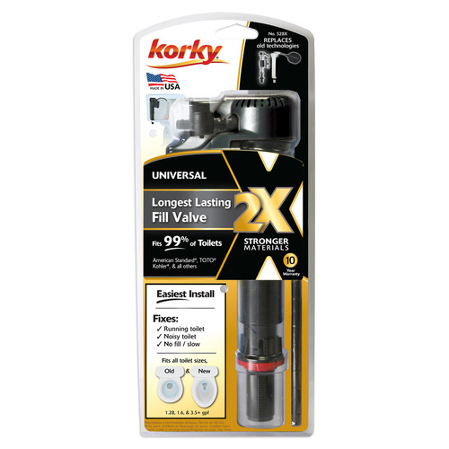 Korky - 528XBP - 2X Toilet Fill Valve Black Plastic/Rubber For Universal