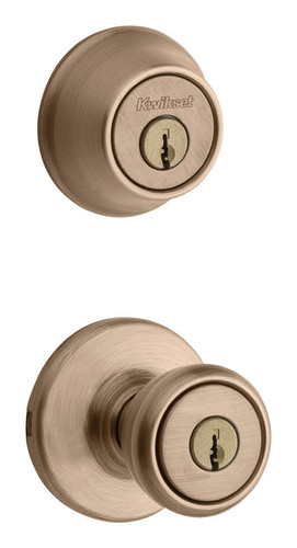 Kwikset - 96900-254 - Tylo Antique Brass Entry Lock and Single Cylinder Deadbolt ANSI/BHMA Grade 3 1-3/4 in.