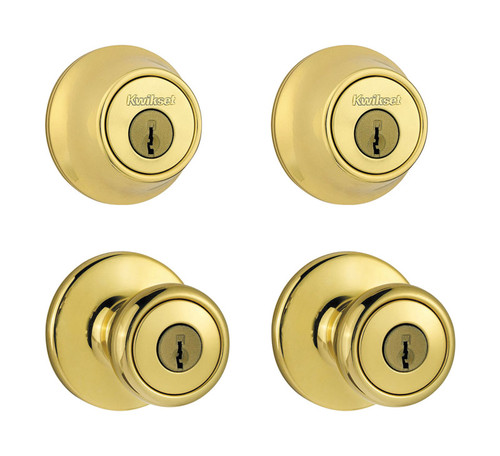 Kwikset - 92420-031 - Tylo Polished Brass Double Entry Door Kit ANSI/BHMA Grade 3 1-3/4 in.