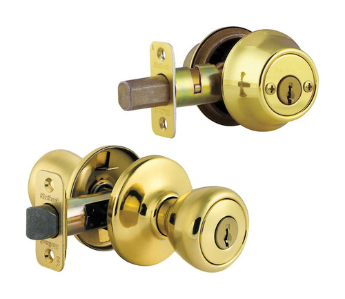 Kwikset - 96950-163 - Tylo Polished Brass Entry Lock and Double Cylinder Deadbolt ANSI/BHMA Grade 3 1-3/4 in.