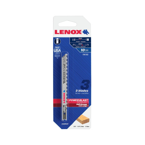 Lenox - 1991382 - 4 in. Metal U-Shank Clean Wood Jig Saw Blade 10 TPI - 3/Pack