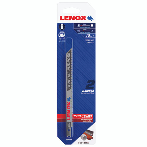 Lenox - 1991476 - 5 - 1/4 in. Bi-Metal U-Shank Wood, Metal, and Plastic Jig Saw Blade 10 TPI - 2/Pack