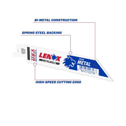 Lenox - 22756OSB614R - 6 in. Bi-Metal Reciprocating Saw Blade 14 TPI - 1/Pack