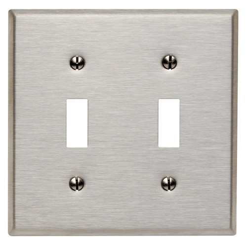 Leviton - 84009-A40 - Antimicrobial Powder Coated Gray 2 gang Stainless Steel Toggle Wall Plate - 1/Pack