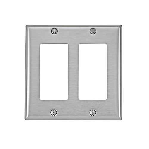 Leviton - 84409-A40 - Antimicrobial Powder Coated Gray 2 gang Stainless Steel Decora Wall Plate - 1/Pack