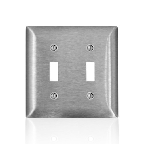 Leviton - 00SL2-000 - C-Series Satin Silver 2 gang Stainless Steel Toggle Wall Plate - 1/Pack