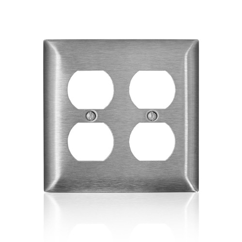 Leviton - 0SL82-000 - C-Series Satin Silver 2 gang Stainless Steel Duplex Wall Plate - 1/Pack