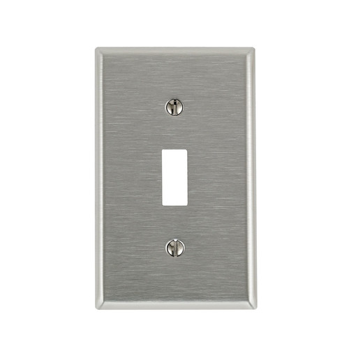Leviton - 84001-A40 - Antimicrobial Powder Coated Gray 1 gang Stainless Steel Toggle Wall Plate - 1/Pack