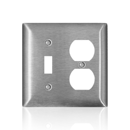 Leviton - 0SL18-000 - C-Series Satin Silver 2 gang Stainless Steel Duplex/Toggle Wall Plate - 1/Pack