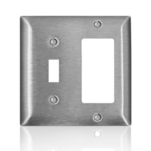 Leviton - SL126-000 - C-series Satin 2 gang Stainless Steel Decora/Toggle Wall Plate - 1/Pack