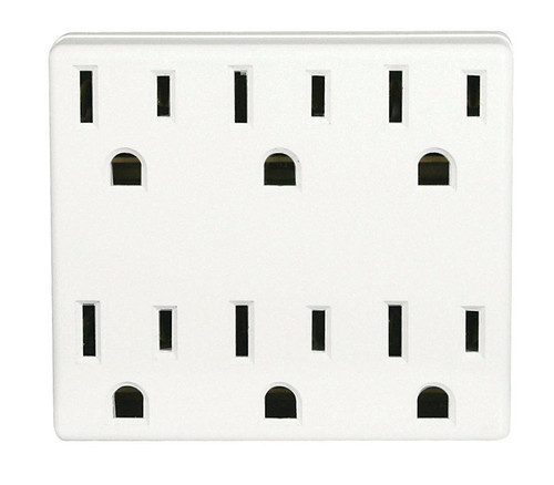 Leviton - C22-6ADPT-00W - Polarized 6 outlets Outlet Adapter - 1/Pack