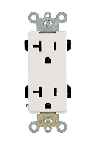 Leviton - 16352-0WS - Decora Plus 20 amps 125 volt Duplex White Outlet 5-20R - 1/Pack