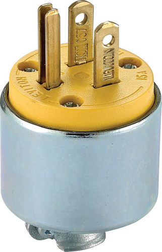 Leviton - 515PA-000 - Commercial Armored Ground/Straight Blade Plug 5-15P 18-12 AWG 2 Pole 3 Wire