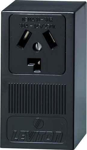 Leviton - 05054-P00 - 30 amps 125/250 volt Black Outlet 10-30R - 1/Pack