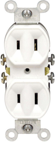 Leviton - 00223-00W - 15 amps 125 volt Duplex White Outlet 1-15R - 1/Pack
