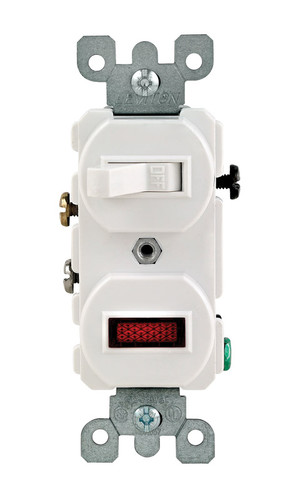 Leviton - 05226-0WS - 15 amps Single Pole Combination Switch w/ Pilot White - 1/Pack