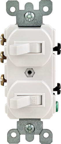 Leviton - 05241-0WS - 15 amps Single Pole or 3-way Rocker Duplex Combination Switch White - 1/Pack