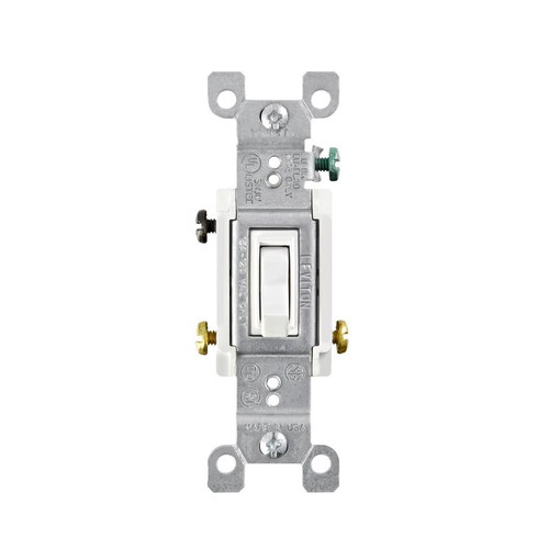 Leviton - 01453-02W - 15 amps Three Pole Toggle AC Quiet Switch White - 1/Pack