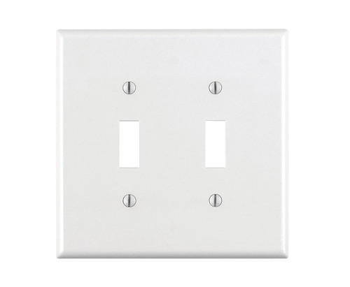 Leviton - 80709-00W - White 2 gang Thermoplastic Nylon Toggle Wall Plate - 1/Pack