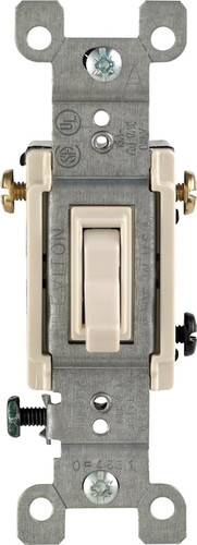 Leviton - 01453-02T - 15 amps Three Pole Toggle AC Quiet Switch Light Almond - 1/Pack