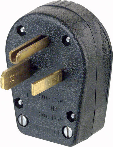 Leviton - 00930-00E - Commercial Thermoplastic Ground/Straight Blade Plug 5-30P/5-50P 14-6 AWG 2 Pole 3 Wire