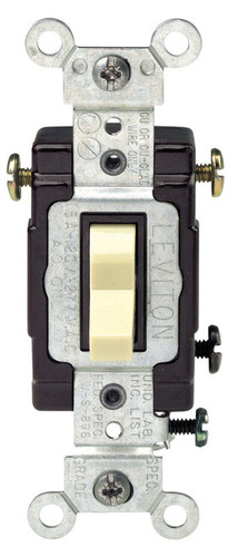 Leviton - C21-05503-LHI - Commercial Illuminated 15 amps Single Pole 3-Way Switch Ivory - 1/Pack