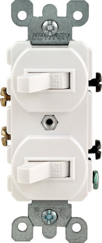 Leviton - 05224-2WS - 15 amps Single Pole Toggle Switch White - 1/Pack