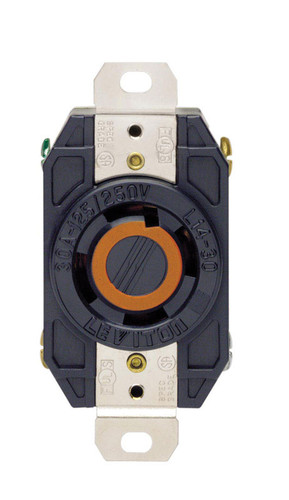 Leviton - 02710-00D - V-O-Max 30 amps 125/250 volt Black Outlet L14-30R - 1/Pack