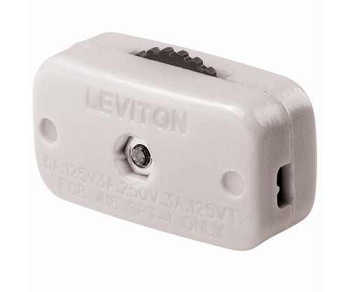 Leviton - C24-00423-3KW - 3 amps Single Pole Rotary Miniature Cord Switch White - 1/Pack