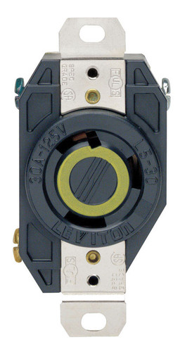 Leviton - 02610-00D - V-O-Max 30 amps 125 volt Black Outlet L5-30R - 1/Pack