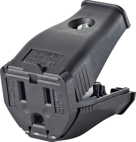 Leviton - 3W102-00E - Commercial and Residential Thermoplastic Ground/Straight Blade Hinged Cord Outlet 5-15R