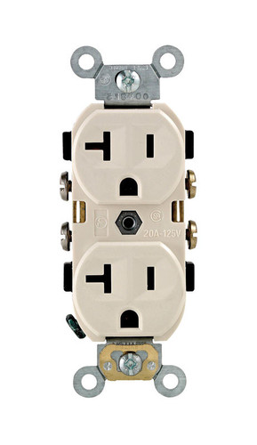 Leviton - CBR20-00T - 20 amps 125 volt Duplex Light Almond Outlet 5-20R - 1/Pack