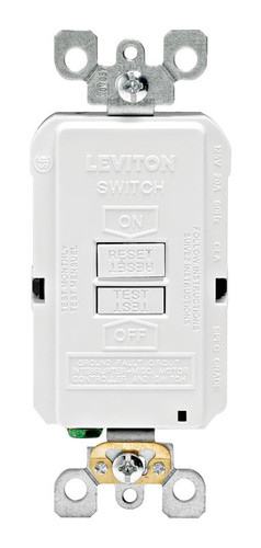 Leviton - GFRBF-0KW - SmartlockPro 20 amps 125 volt Duplex White GFCI Outlet 5-20R - 1/Pack