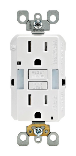 Leviton - GFNL1-00W - SmartlockPro 15 amps 125 volt Duplex White GFCI Outlet 5-15R - 1/Pack
